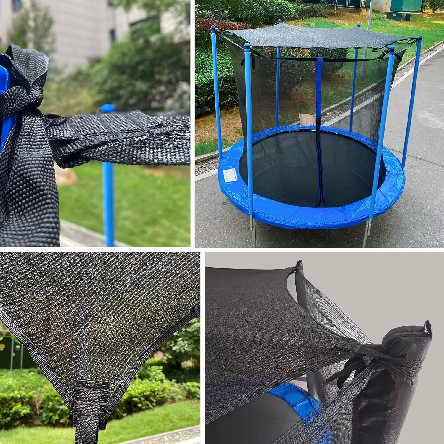 Trampoline Shade Cover, Trampoline Cover for 8FT 10FT 12FT 14FT 16FT Straight Pole Round Trampoline Sun Protection, Easy to Install,for Backyard Playground (12FT 8 Poles)