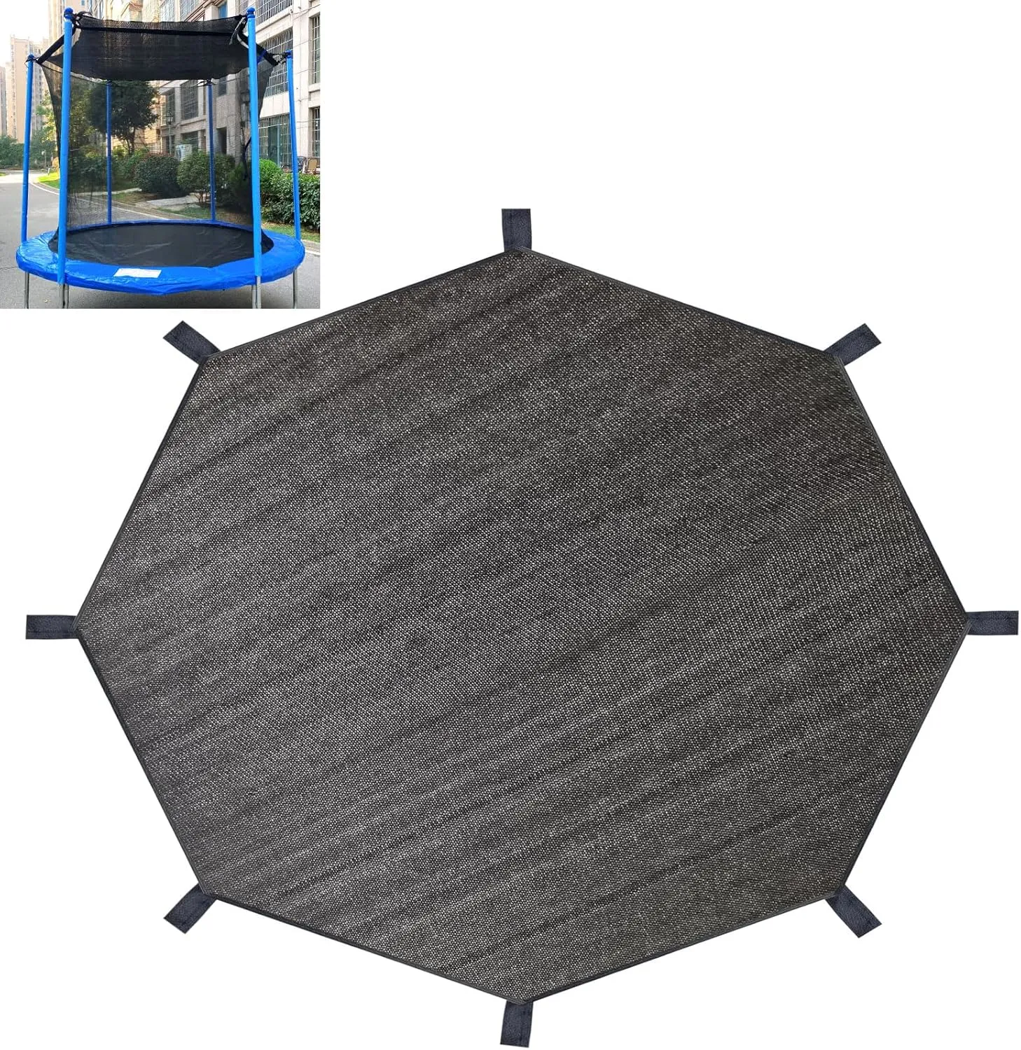 Trampoline Shade Cover, Trampoline Cover for 8FT 10FT 12FT 14FT 16FT Straight Pole Round Trampoline Sun Protection, Easy to Install,for Backyard Playground (12FT 8 Poles)
