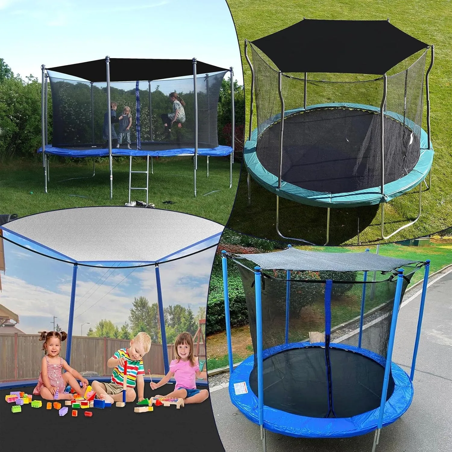 Trampoline Shade Cover - Trampoline Top Shade Canopy - UV & Leaves Resistant Trampoline Canopy Foldable Easy to Install for Outdoor Backyard Playground,10FT~8 Poles