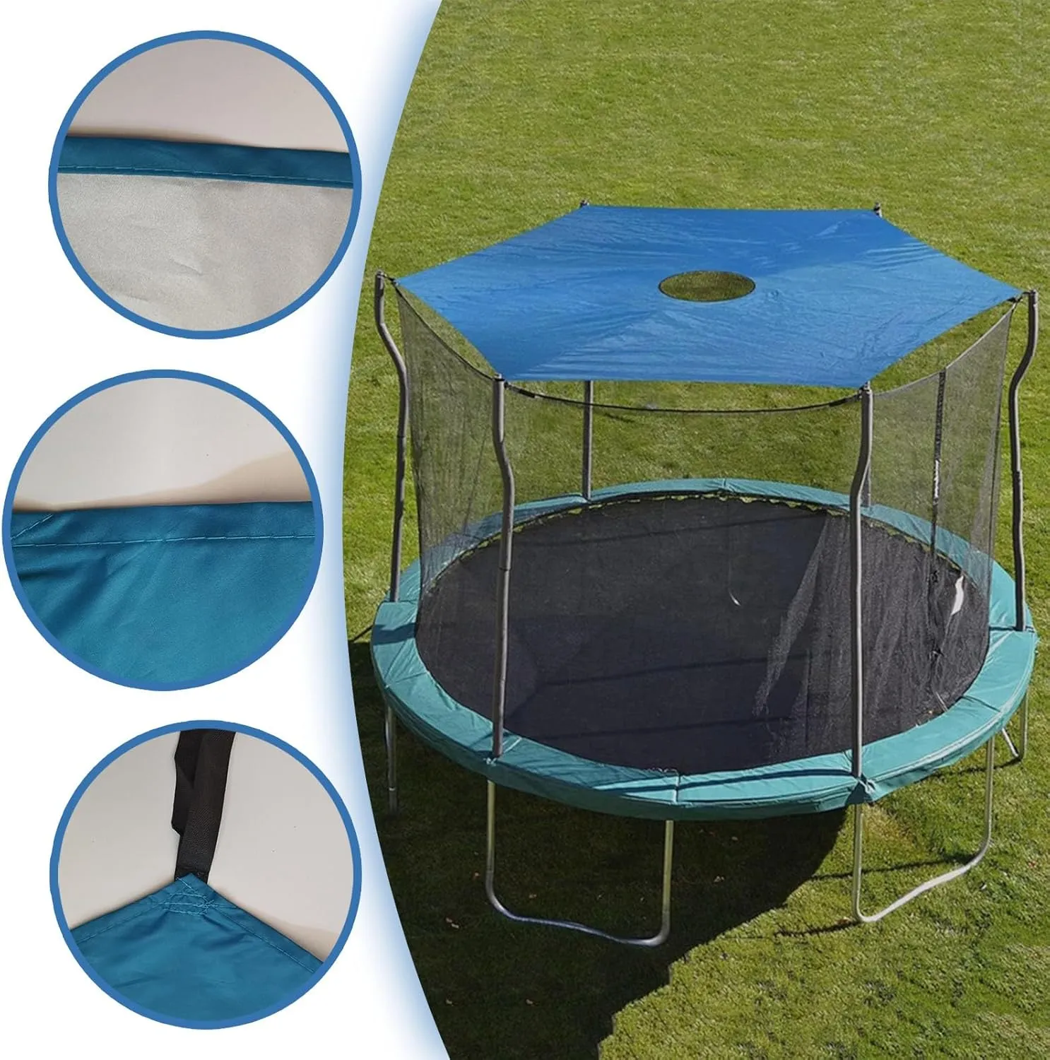 Trampoline Shade Cover - Trampoline Top Shade Canopy - UV & Leaves Resistant Trampoline Canopy Foldable Easy to Install for Outdoor Backyard Playground,10FT~8 Poles
