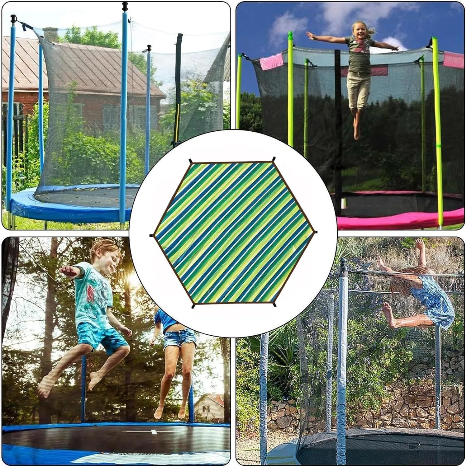 Trampoline Shade Cover,New Protection Trampoline Tent Cover,Sun Protection Trampolines Canopy Net Sunshade Accessories for Backyard Playground(8FT - 6 Poles)