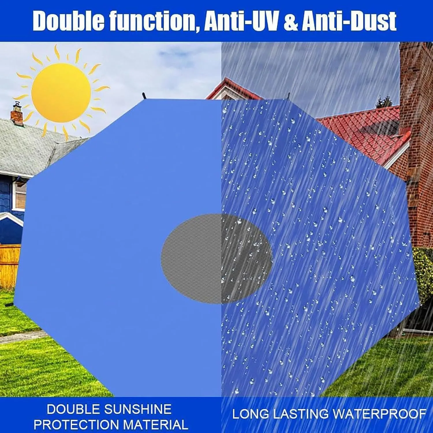 Trampoline Sun Shade Cover, Sun-Protection Trampolines Canopy, Foldable Outdoor Trampoline Shade Cover Anti-UV Trampolines Sunshade Accessories for Outdoor Backyard Playground