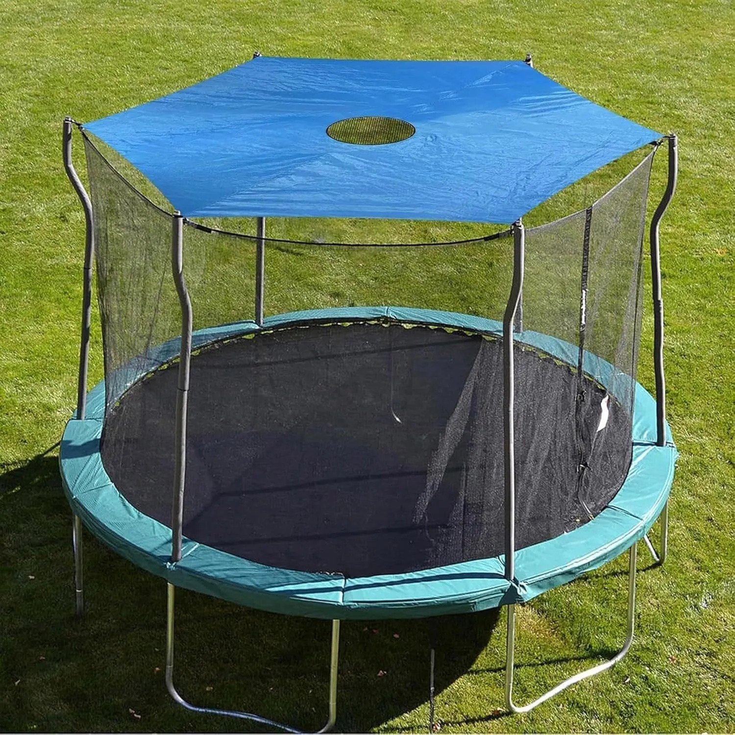 Trampoline Sun Shade Cover, Sun-Protection Trampolines Canopy, Foldable Outdoor Trampoline Shade Cover Anti-UV Trampolines Sunshade Accessories for Outdoor Backyard Playground