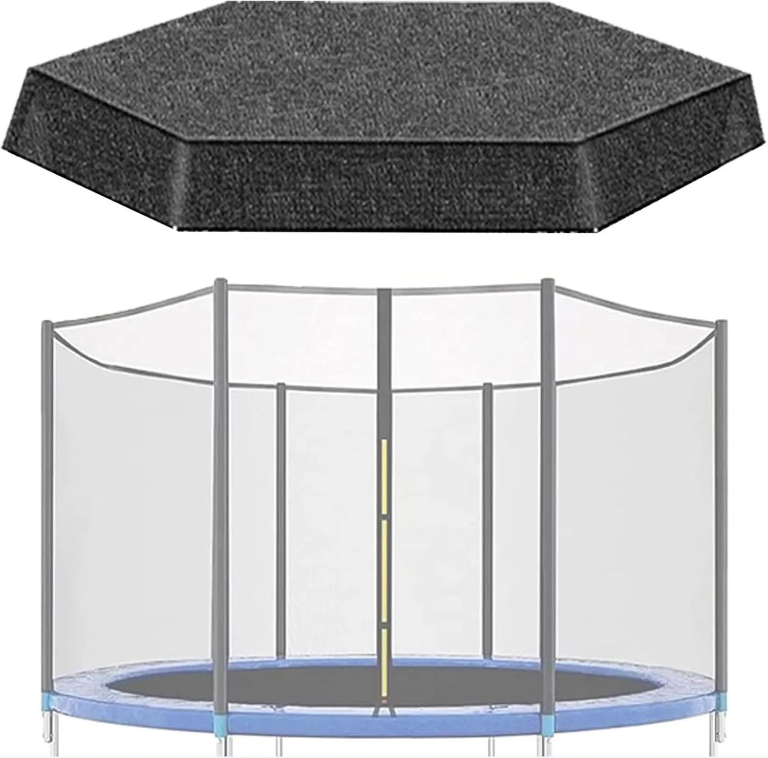 Trampoline Sunshade Cover for 6 Poles Trampolines Canopy, Insulation Sun Protection Shade Net, Easy to Install, Black