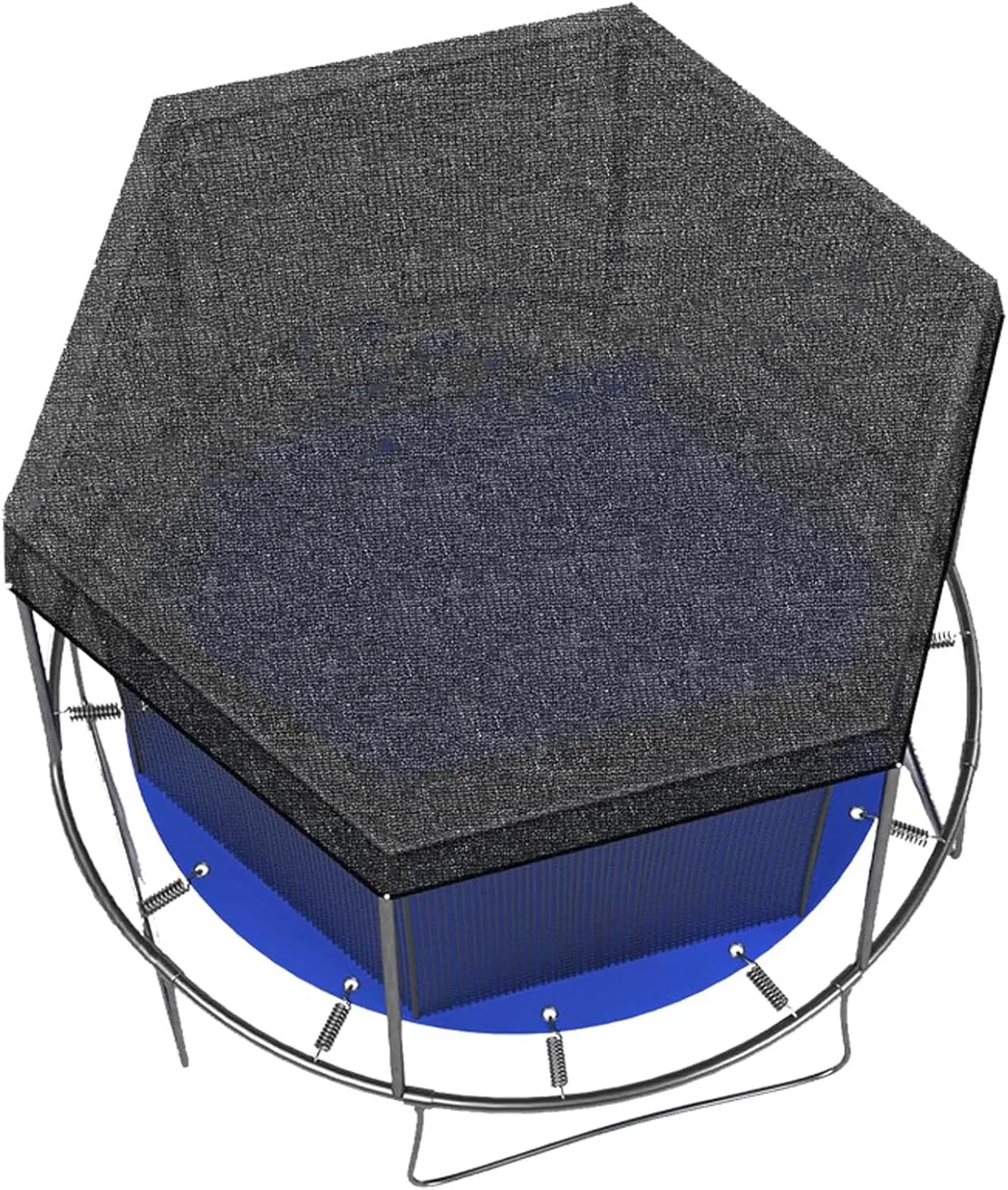 Trampoline Sunshade Cover for 6 Poles Trampolines Canopy, Insulation Sun Protection Shade Net, Easy to Install, Black