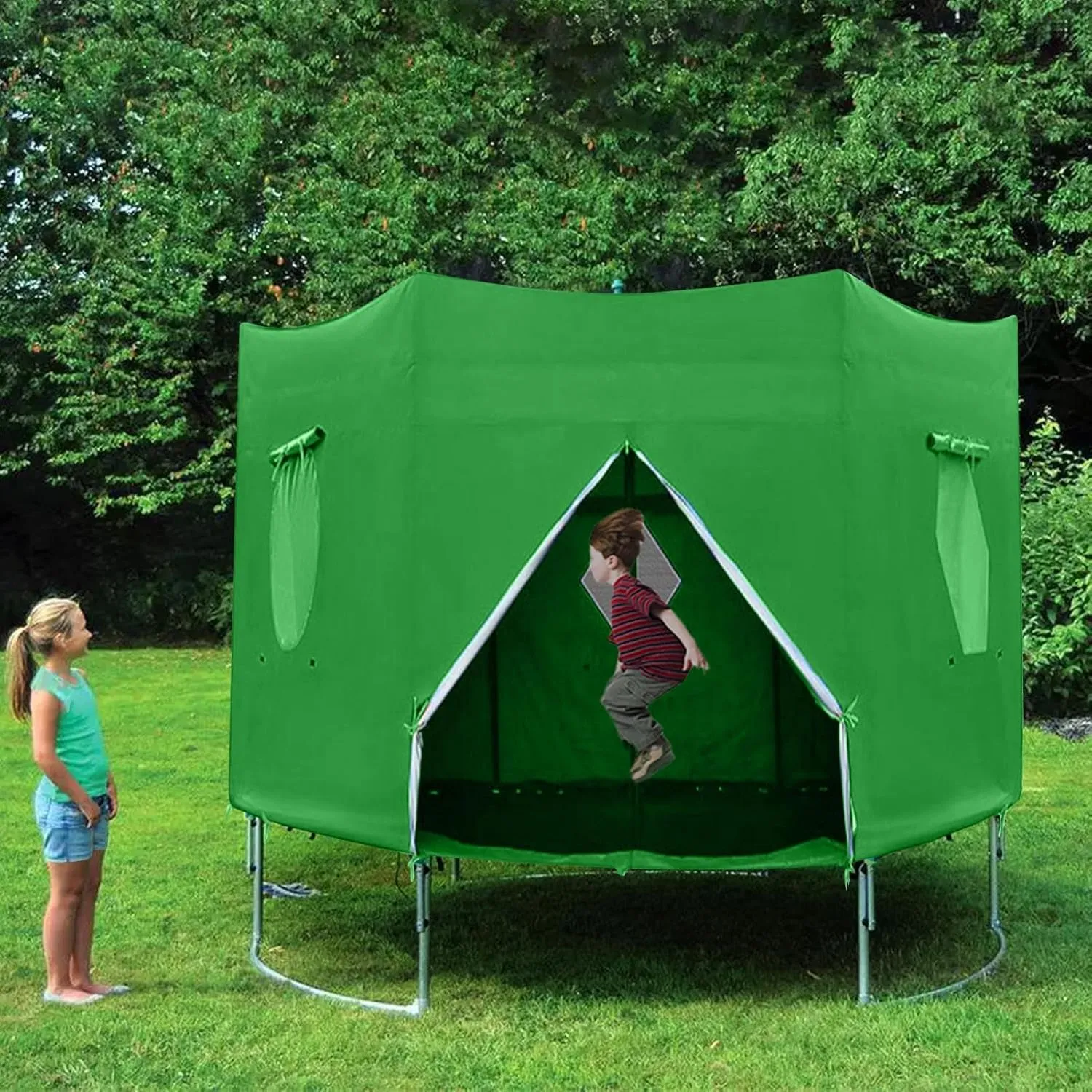 Trampoline Tent,Trampoline Cover Trampoline Accessories, for 6 Straight Poles Trampoline Outdoor Round Tent Sun Shade Block The Wind Large Capacity 6FT 8FT 10FT 12FT 14FT