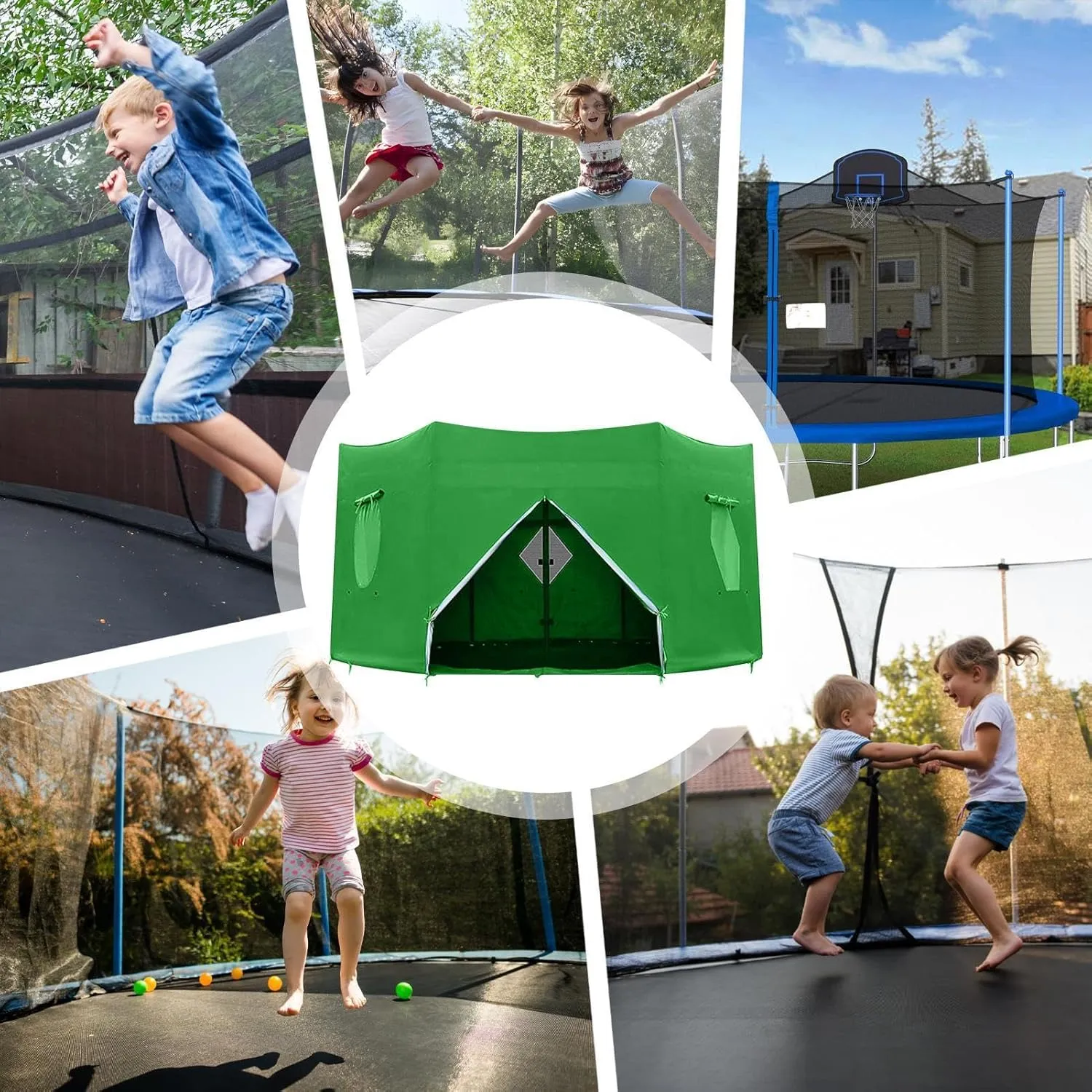 Trampoline Tent,Trampoline Cover Trampoline Accessories, for 6 Straight Poles Trampoline Outdoor Round Tent Sun Shade Block The Wind Large Capacity 6FT 8FT 10FT 12FT 14FT