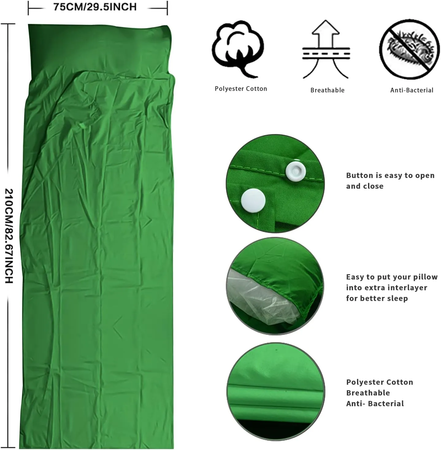 Travel and Camping Sheet Sleeping Bag Liner - Lightweight Compact and Portable Adult Sleeping Bag - Ideal for Traveling,Hostels and Camping