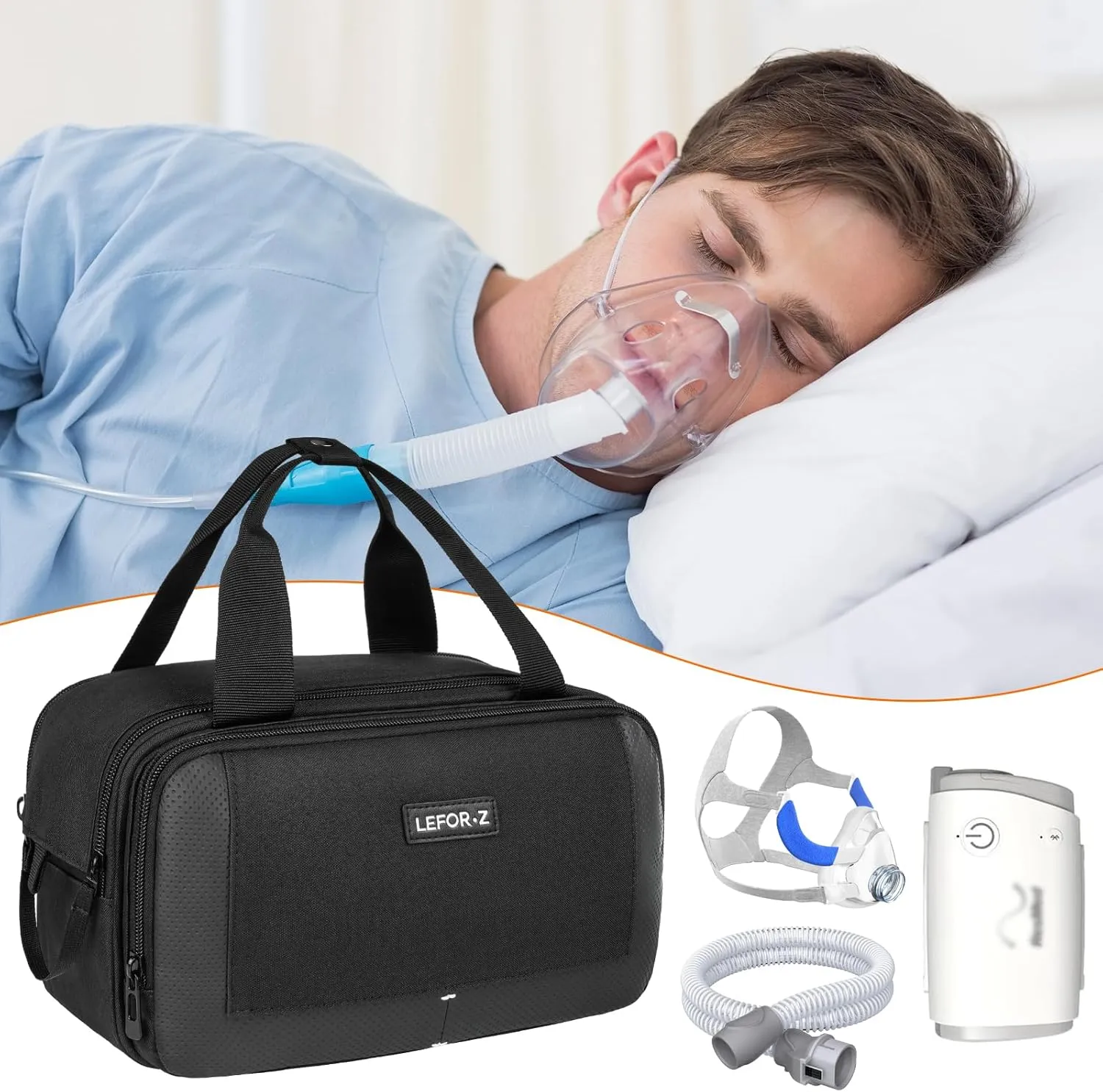 Travel Carrying Bag Compatible with ResMed AirMini/Z2 Auto CPAP Machine and Accessories,Portable Storage Organizer Case Fits for CPAP Equipment and Supplies(Bag Only)