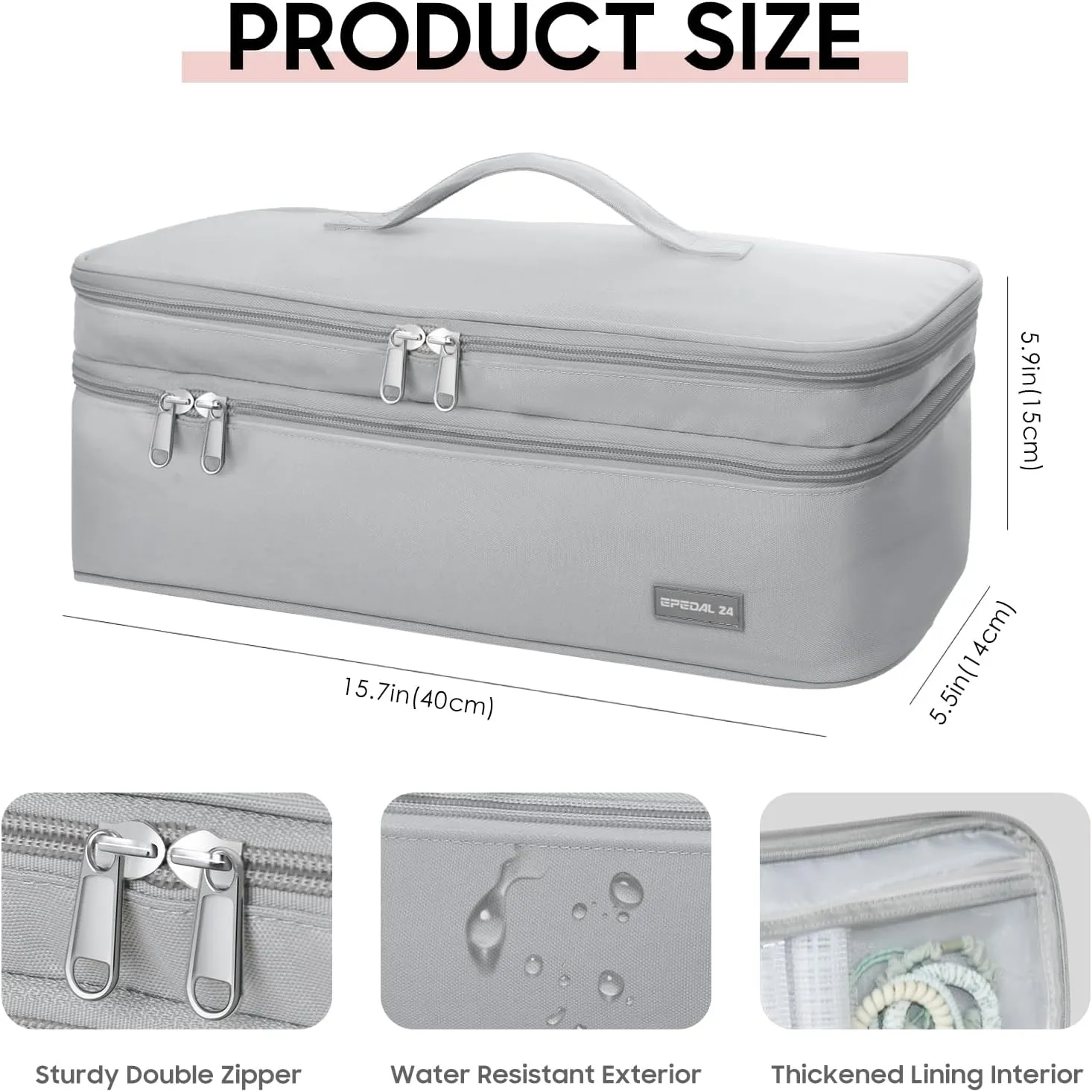 Travel Carrying Case for Shark Flex Style, Double Layer Storage Case for Shark SpeedStyle Hair Dryer Attachments, Revlon One-Step Hair Dryer/Hot Tools/Volumizer/Styler (Bag Only) Grey