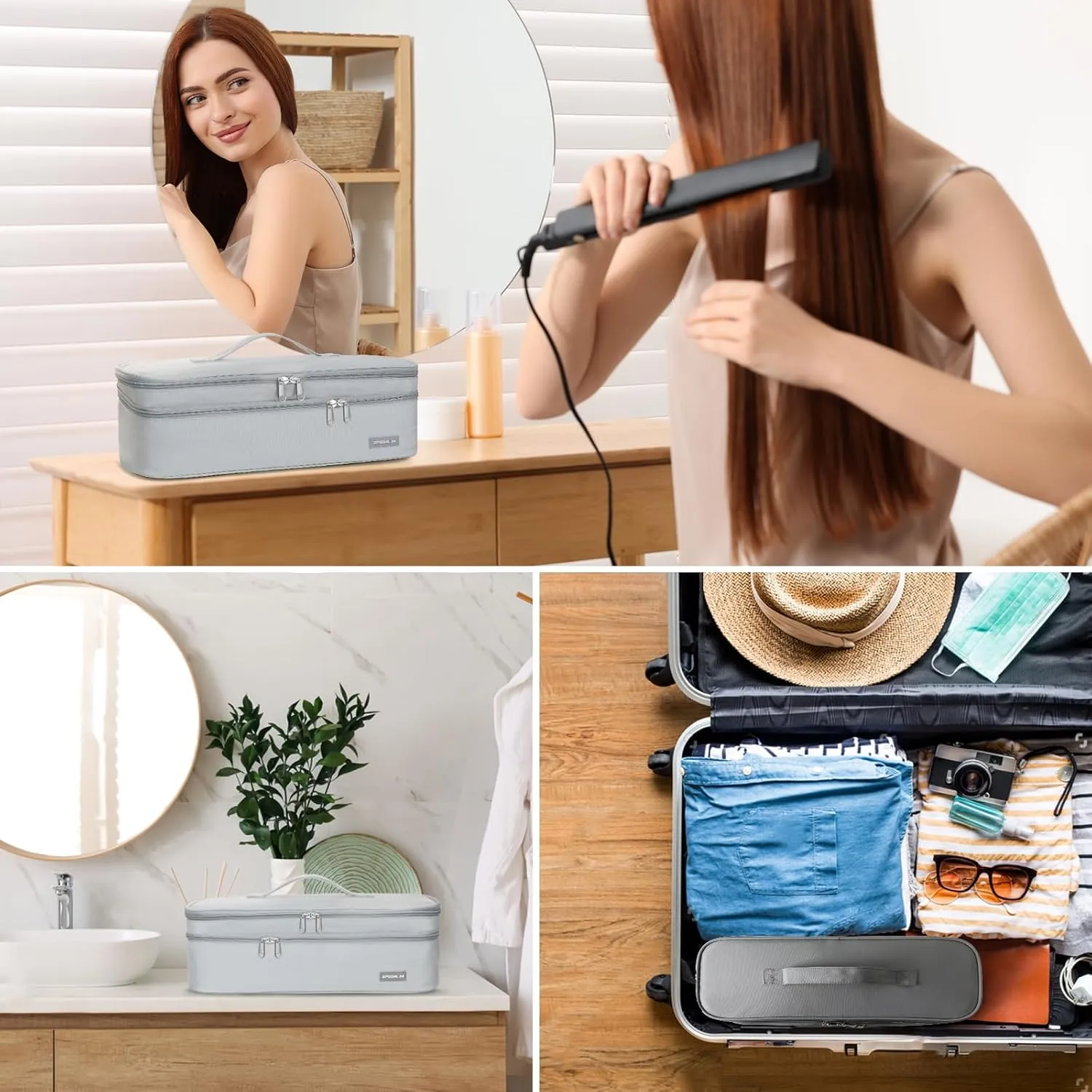 Travel Carrying Case for Shark Flex Style, Double Layer Storage Case for Shark SpeedStyle Hair Dryer Attachments, Revlon One-Step Hair Dryer/Hot Tools/Volumizer/Styler (Bag Only) Grey