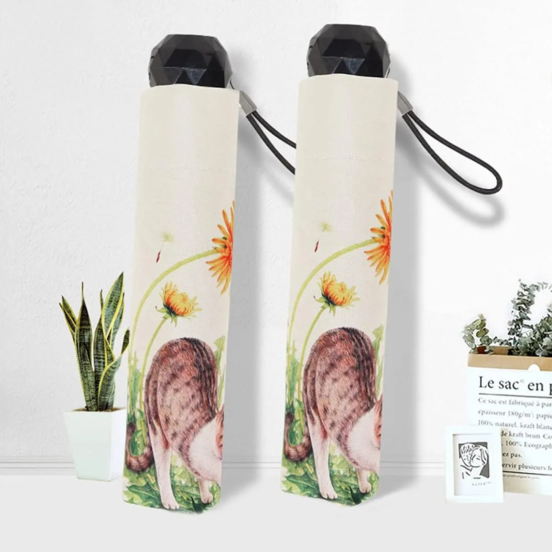 Travel Compact Art Umbrella Foldable Windproof UV Protection Sun Rain Umbrella for Women