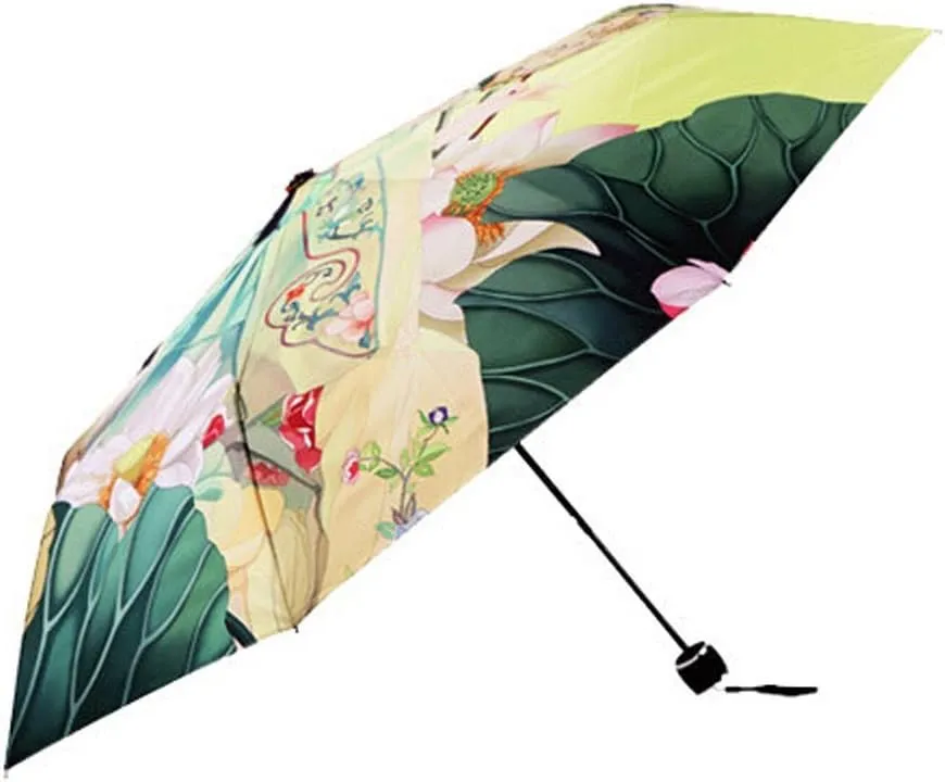Travel Compact Art Umbrella Foldable Windproof UV Protection Sun Rain Umbrella for Women