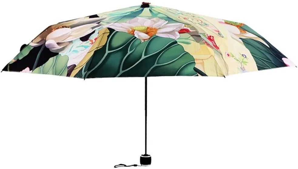 Travel Compact Art Umbrella Foldable Windproof UV Protection Sun Rain Umbrella for Women