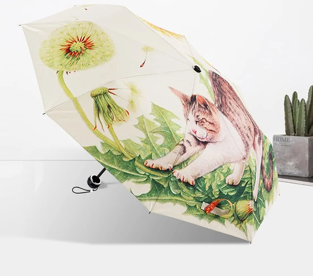 Travel Compact Art Umbrella Foldable Windproof UV Protection Sun Rain Umbrella for Women