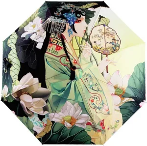 Travel Compact Art Umbrella Foldable Windproof UV Protection Sun Rain Umbrella for Women