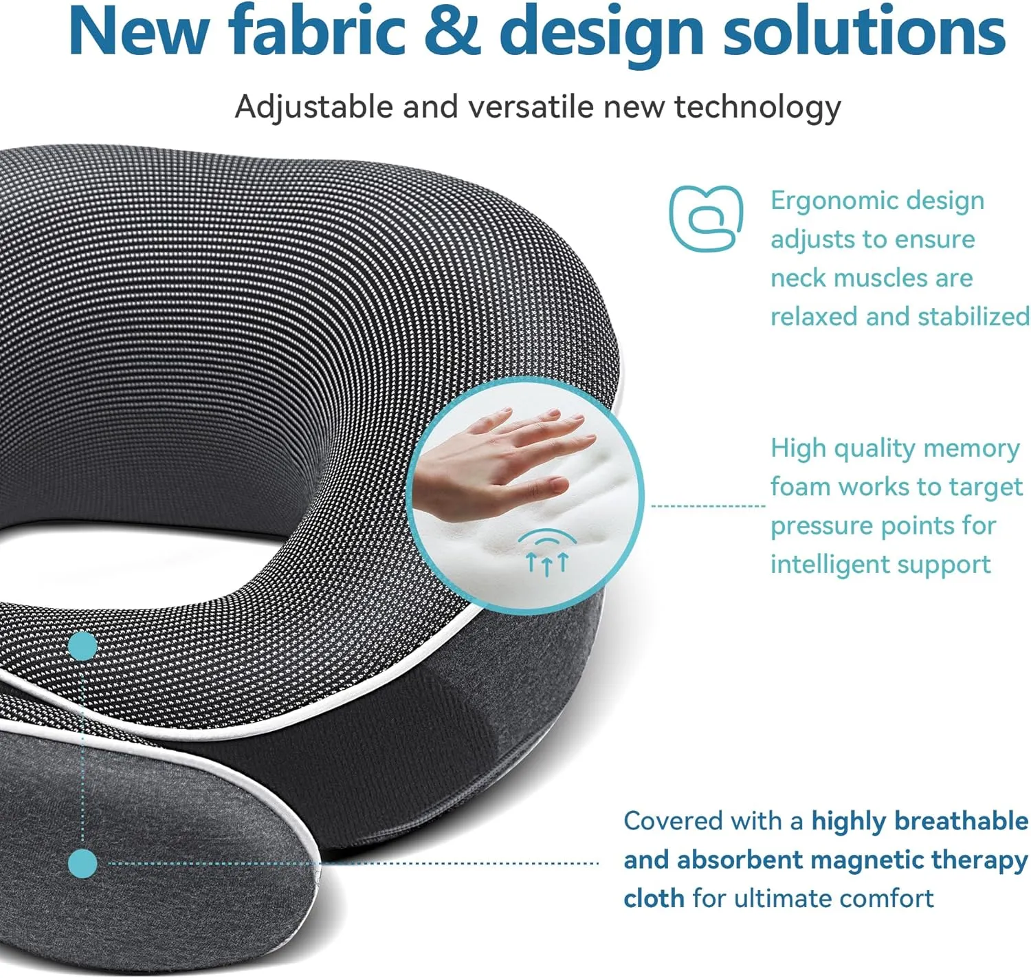 Travel Pillow 100% Pure Memory Foam Neck Pillow, Pillows for Sleeping, Car and Airplane Travel Essentials, Travel Kit with 3D Contoured Eye Masks, Earplugs and Luxury Mesh Bag (Dark Grey)