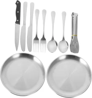 Travel Silverware Set 10pc Camping Utensils Picnic Dinnerware Compact Cutlery Organizer Easy to Store