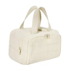 Travel Toiletry Bag Multipurpose Portable Cosmetic Bag for Brushes Lipstick, Beige