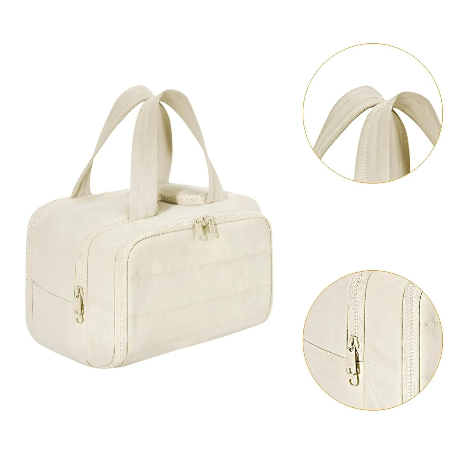 Travel Toiletry Bag Multipurpose Portable Cosmetic Bag for Brushes Lipstick, Beige