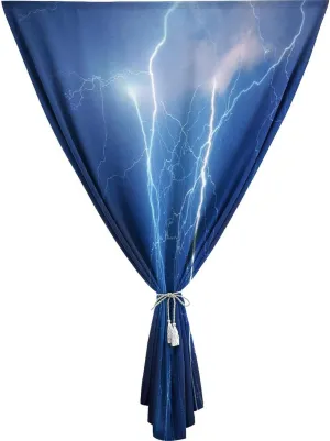 Travel Windows Blackout Curtain, Clouds Curtain Shades, Heavy Clouds Bringing Thunder Lightnings and Storm Print Adjustable Temporary Blackout Shades,47W x54L Inch, for Bathroom Living Room Bedroom