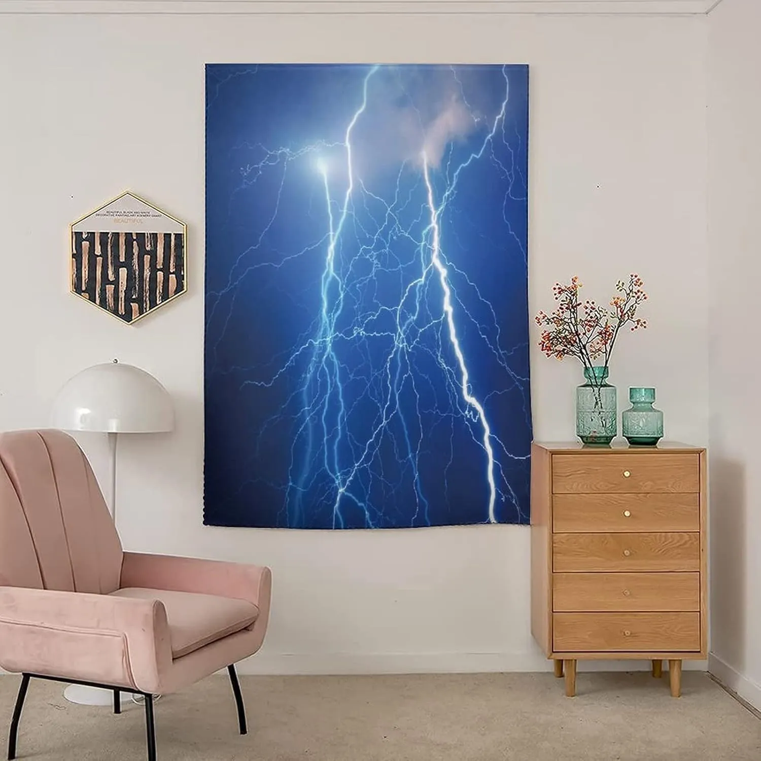Travel Windows Blackout Curtain, Clouds Curtain Shades, Heavy Clouds Bringing Thunder Lightnings and Storm Print Adjustable Temporary Blackout Shades,47W x54L Inch, for Bathroom Living Room Bedroom