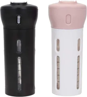 Travigo 4-in-1 Travel Bottle Dispenser, TSA Approved,Includes Four Empty Reusable 1.4 oz. (40 mL) Cosmetic Toiletry Containers for Sanitizer, Soap, Lotions, Skincare, Makeup Products (Black Pink)