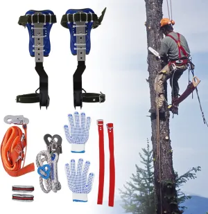 Tree Climbing Spikes Set, Height Adjustable Tree Climbing Gear Climbing Spike Tree Climbing Tool with Safety Belt & Straps for Logging, Climbing Tree,Hunting