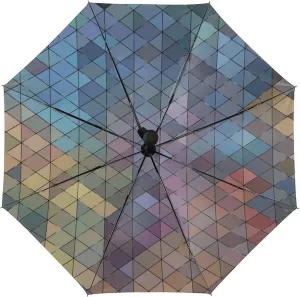 Trippy Psychedelic Prism Travel Umbrella 3 Folds Auto Open Close Umbrellas Portable Windproof Anti-UV Umbrellas