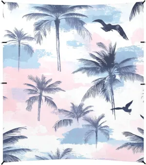 Tropical Coconut Tree Watercolor Foldable Beach Tent UPF50  Lightweight Shade Sun Shelter with Sand Shovel, Sandbags for Camping, Picnics, Backyard