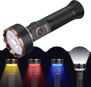 TrustFire TC50 High Lumen Flashlight, 5000 Lumen Rechargeable LED Flashlights with Cool White, Warm White, Red, Blue Lighting Colors, IPX6 Waterproof EDC Flashlights with Magnetic Base