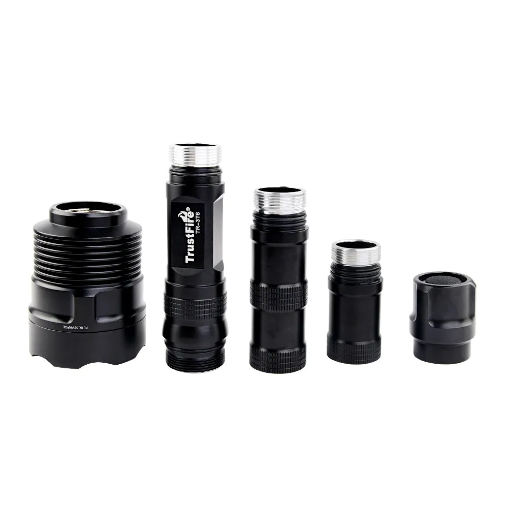 TrustFire TR-3T6 LED Flashlight, Super Bright 3800 Lumens, Waterproof 5 Light Modes, Large Flashlight with 2X or 3X Rechargeable Batteries (Batteries Not Included)