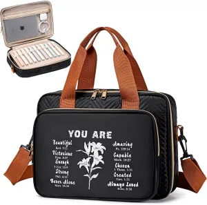 TuErCao Bible Cover Case for Women Men Study Supplies Bag Christian Catholic Spiritual Gifts Accessories with Shoulder Strap and Detachable Pen Highlighters Slots