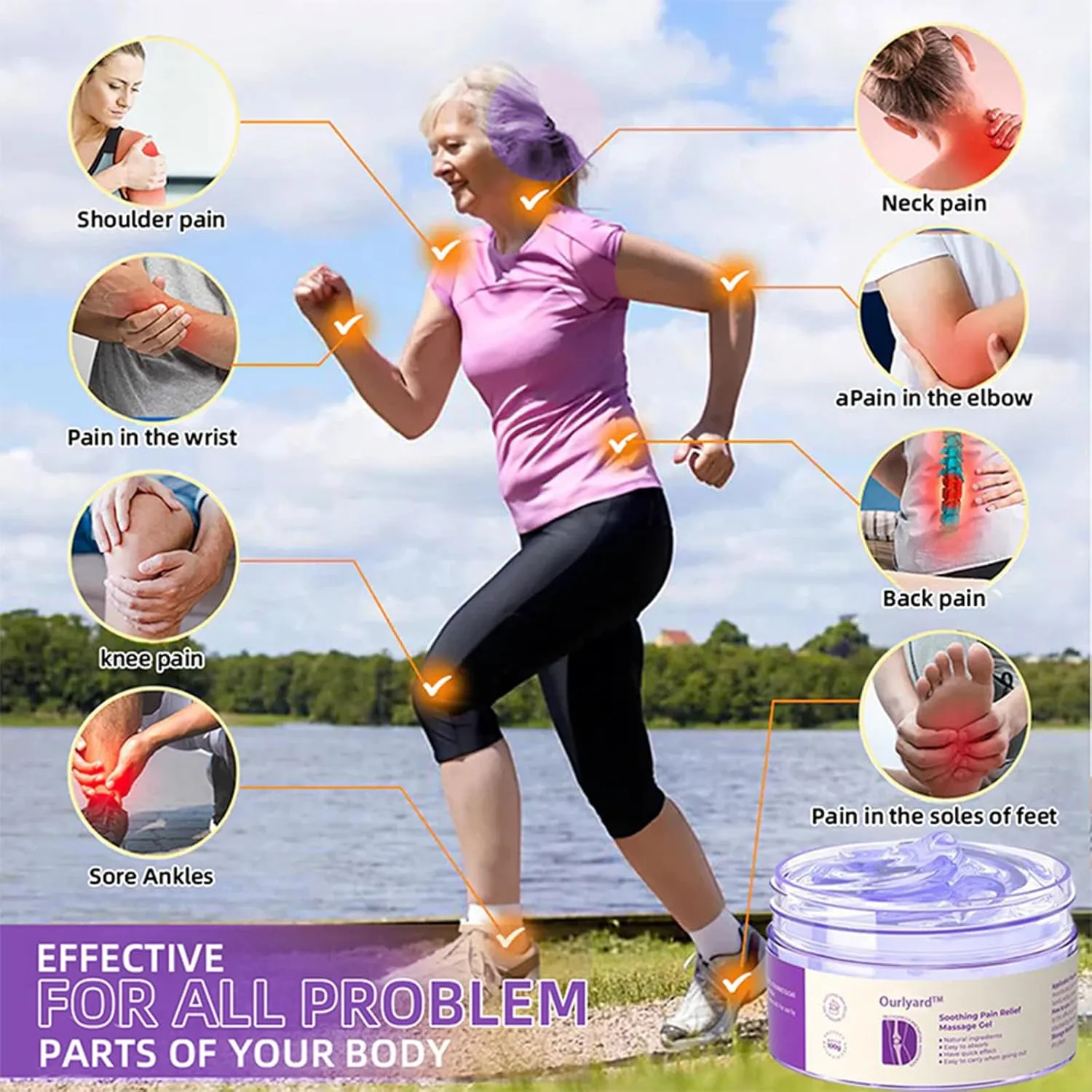 Turmeric & Emu Oil Arthritis Soothing Pain Relief Massage Gel, Joint Pain Relief Purple Gel, Joint Therapy Pain Relief Cream, Joint Pain Relief Cream for Back, Neck, Hands, Knee (2PCS)