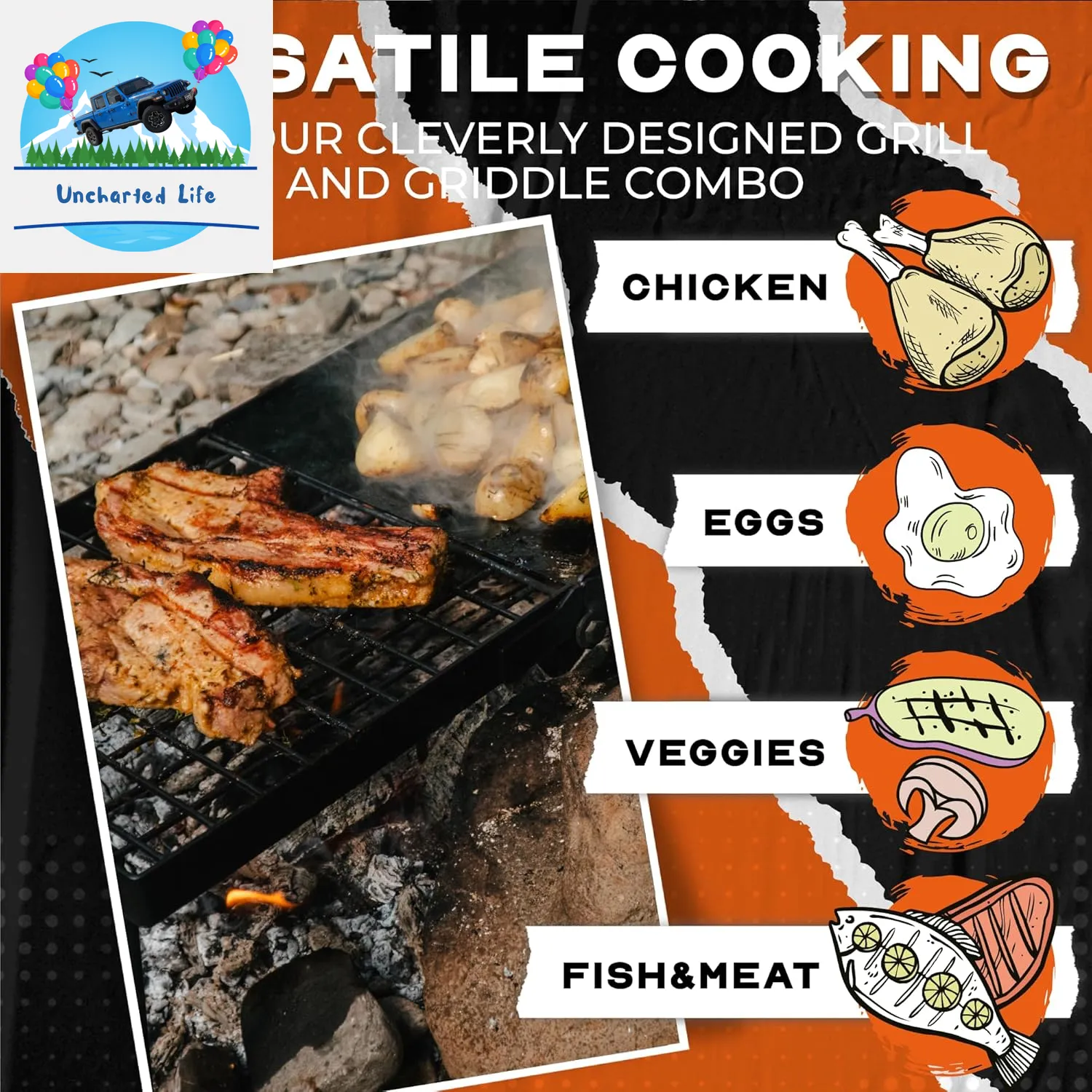 Ultra-Compact Folding Grill Grate for Versatile Outdoor Cooking