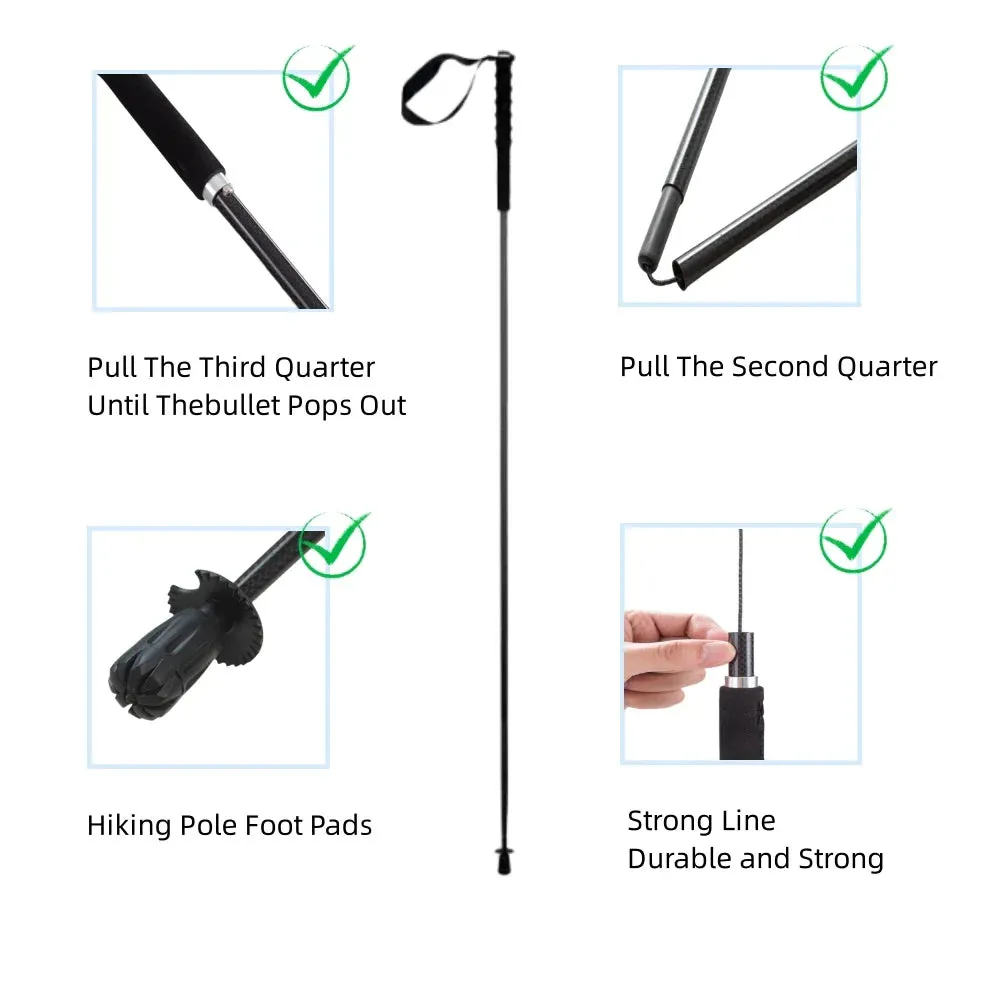 Ultra-Light Foldable Carbon Fiber Trekking Poles: Hiking & Climbing Sticks