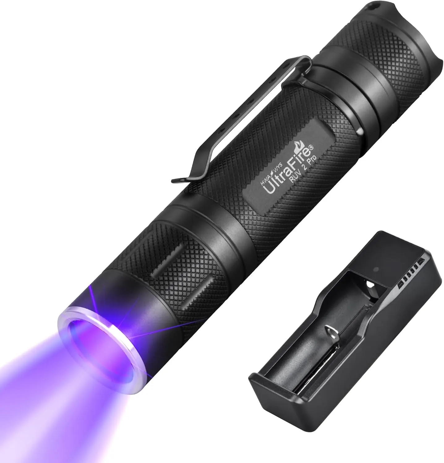 ULTRAFIRE 365nm UV Flashlight, IPX6 Water - Resistant, 2 Modes (10W High), Black Light for Pet Urine, Counterfeit & Stain Detection