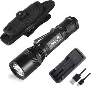ULTRAFIRE LED Flashlight with Holster,WF-506B Single Mode EDC Handheld Tactical Flashlight,Super Bright 1000 Lumen Duty Flashlight with Belt Holster