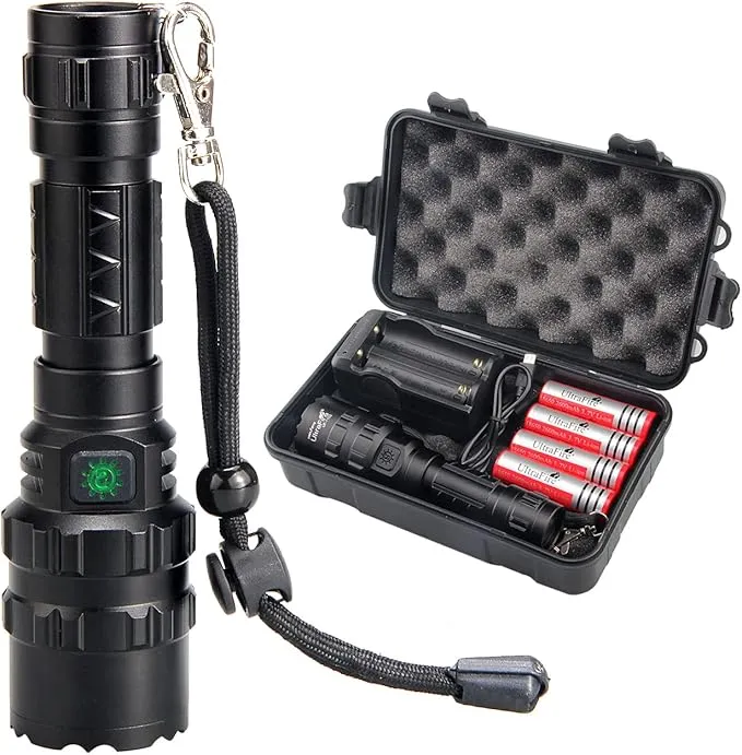 ULTRAFIRE LED Mini Flashlight 5 Modes Flashlight with 4PCS UFB26 and Charger, Waterproof Super Bright High Lumen Flashlights UF-1102