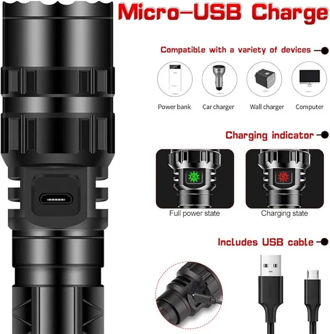 ULTRAFIRE LED Mini Flashlight 5 Modes Flashlight with 4PCS UFB26 and Charger, Waterproof Super Bright High Lumen Flashlights UF-1102