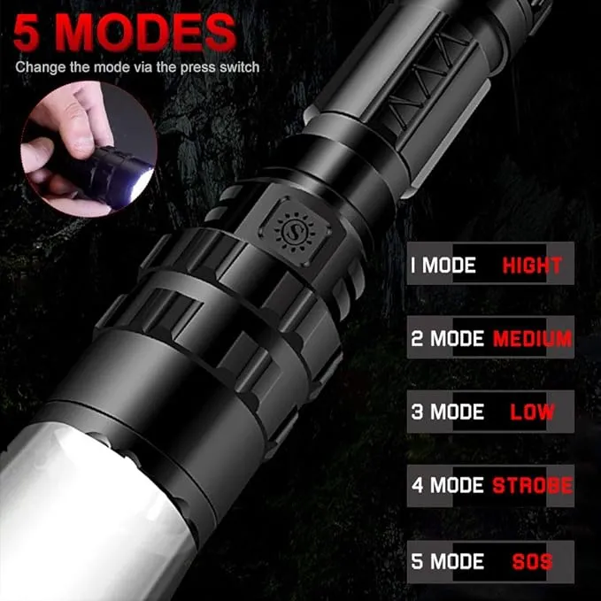 ULTRAFIRE LED Mini Flashlight 5 Modes Flashlight with 4PCS UFB26 and Charger, Waterproof Super Bright High Lumen Flashlights UF-1102