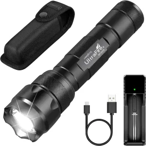 ULTRAFIRE Tactical Flashlight with Holster Pouch, 1000 Lumen Single Mode LED Flashlight for Duty Belt, Super Bright EDC Flash Light with Belt Holster, WF-502B