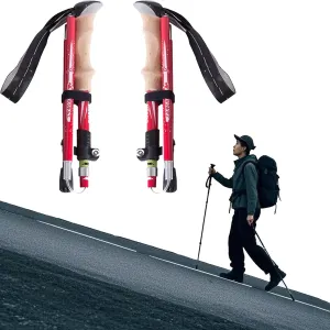 Ultralight Carbon Fiber Outdoor Hiking Poles, Telescopic, Foldable with External Lock, Ideal for Mountaineering, Trekking and Cross - Country Running