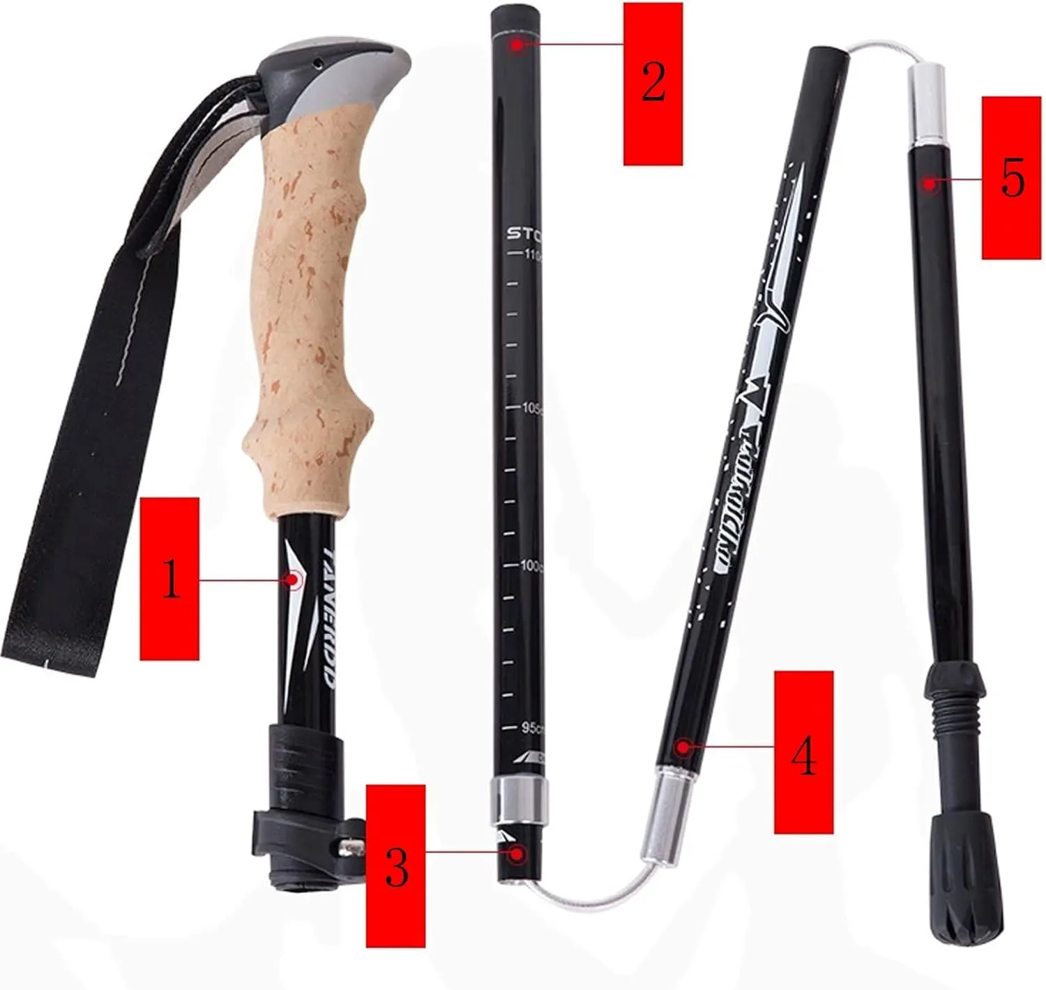 Ultralight Carbon Fiber Outdoor Hiking Poles, Telescopic, Foldable with External Lock, Ideal for Mountaineering, Trekking and Cross - Country Running