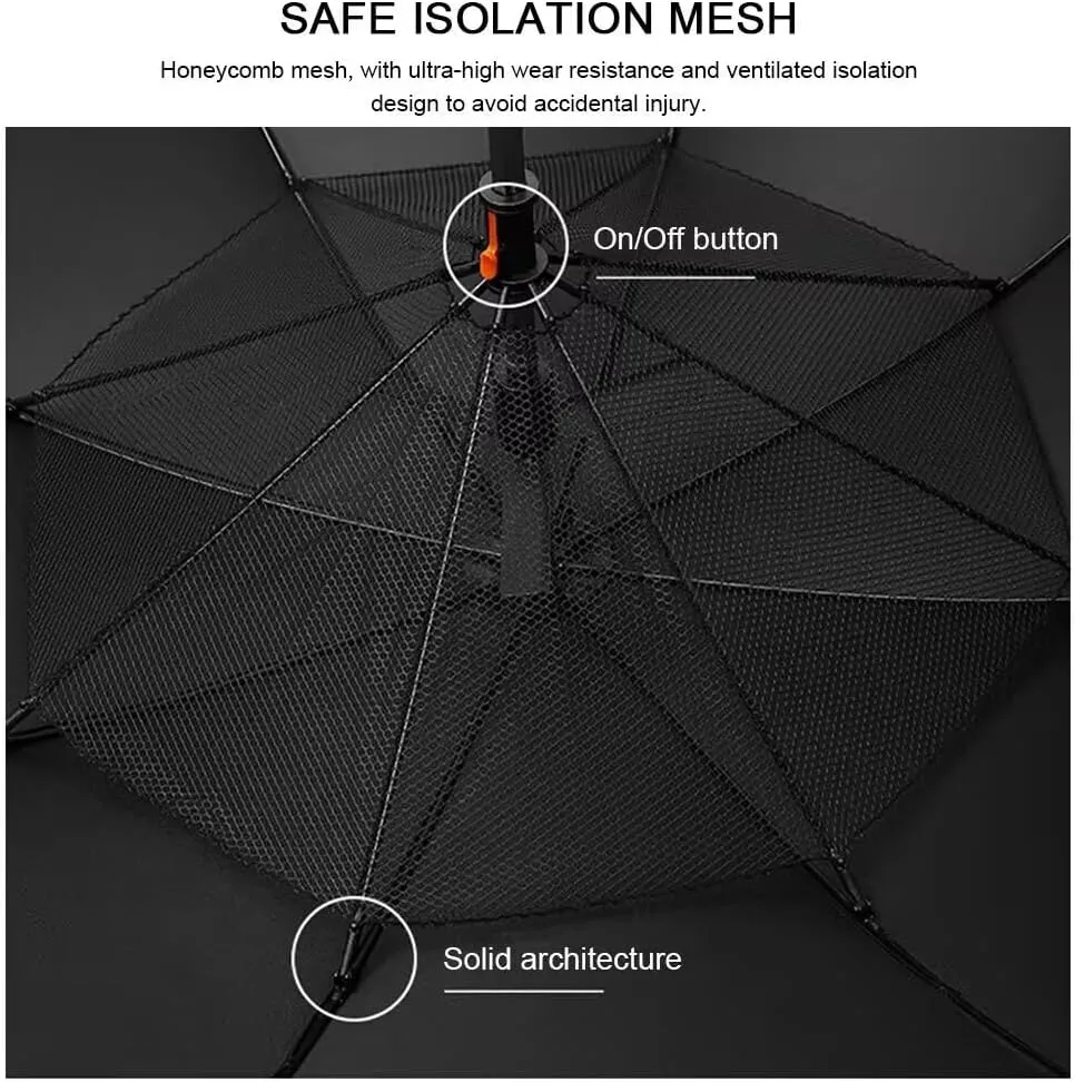 Umbrella with Fan and Mist Spray UV Blocking Umbrella Battery Powered Cooling Umbrella with Fan for Sand Travel Fishing Golfing Patio Picnics Camping