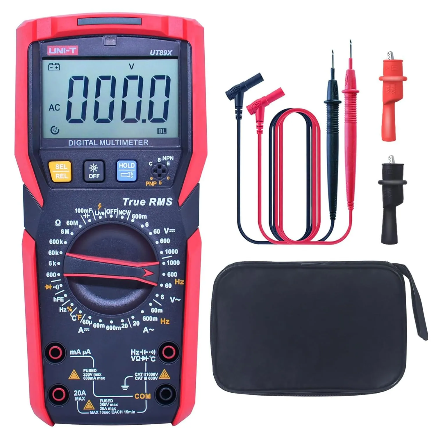 UNI-T UT89X Digital Multimeter Tester, TRMS 6000 Counts AC DC 1000V Multimetro Volt Ohm Meter Automotive Electrical Capacitance Multimeter, Measures Current Temperature NCV Resistance