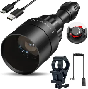 UniqueFire 1605 940nm IR Illuminator Flashlight Lights for Night Vision Zoomable Infrared Flashlight Illuminator with Dual Control Remote Pressure Switch, USB Charger and Scope Mount Set