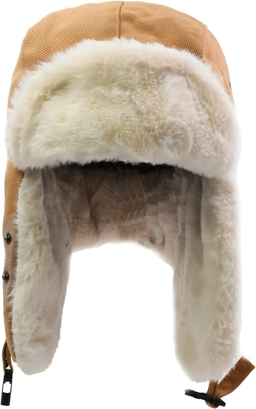 Ushanka Trapper Hat for Women Men with Faux Fur Outdoor Winter Aviator Hat