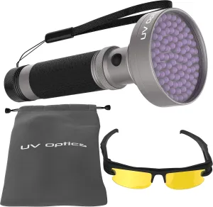 UV Optics Powerful LED Ultraviolet Black Light Flashlight, Detects Bed Bugs, Insects, Scorpions, Diamonds, Automotive Leaks, Pet Stains, Toxic Mold. Great for Campers, Night Fishing.