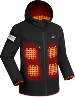 Vencede Womens Heated Jacket with 10000mAh Battery Pack, Soft Shell Heated Jacket for Women with Detachable Hood
